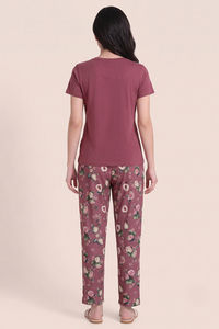 Zivame Buttersoft Fruity Collection Knit Poly Pyjama Set - Mesa Rose — thumbnail 4
